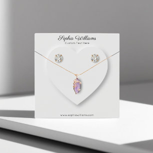 3D heart minimalist necklace earring display card