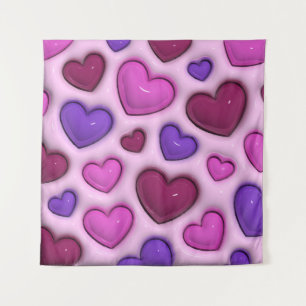 3D Heart Pattern – Pink Romantic Home Decor Tapestry