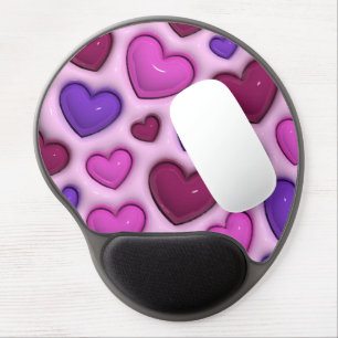 3D Heart Pattern - Pink Valentine Desk Accessory Gel Mouse Pad