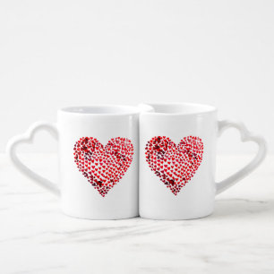 3D Hearts Valentines Day graphic Coffee Mug Set