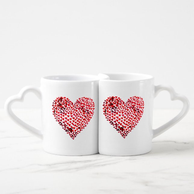 3D Hearts Valentines Day graphic Coffee Mug Set (Front Nesting)