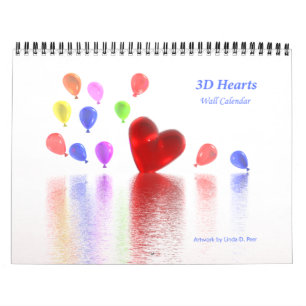 3D Hearts Wall Calendar
