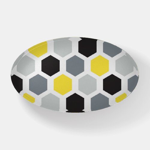 3D Hexagon Yellow Gray Black  Home Office Desk Paperweight