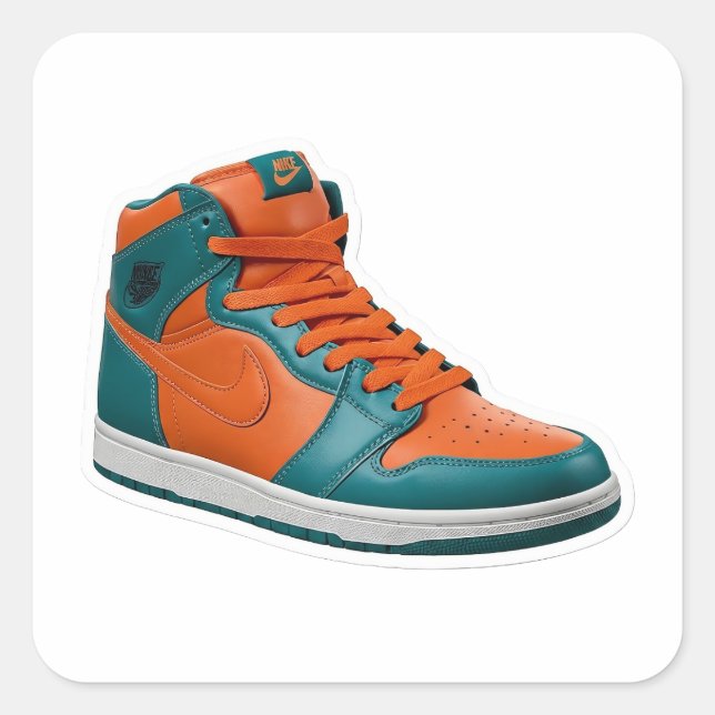 3D High-Top Sneaker Sticker Teal and Orange Street (Front)