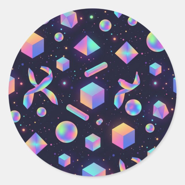 3D Holographic Iridescent Geometric Sticker (Front)