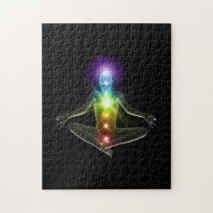 3d human in yoga pose with chakras jigsaw puzzle