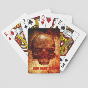 3D human skull. Poker Cards