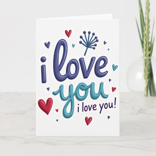 3D I Love You Hearts Card (Front)