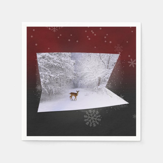 3D Illusion "Snowy Dreams" Paper Napkins (Front)