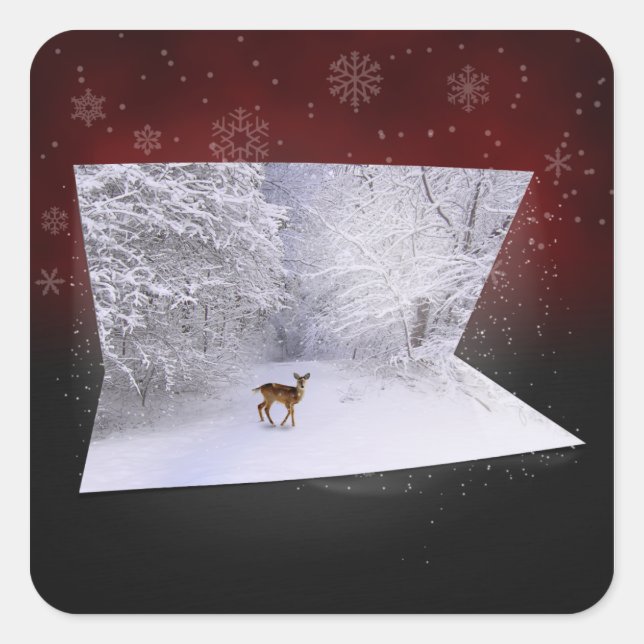 3D Illusion "Snowy Dreams" Square Sticker (Front)