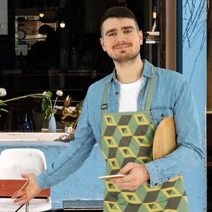 3D Illusion Squares Pattern Apron