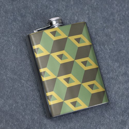 3D Illusion Squares Pattern Flask