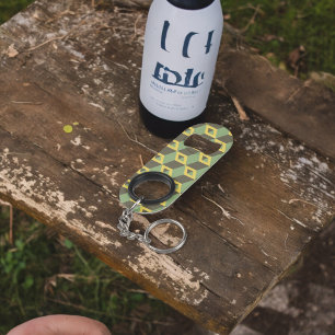 3D Illusion Squares Pattern Keychain Bottle Opener