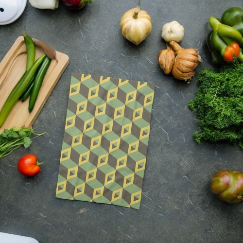 3D Illusion Squares Pattern Kitchen Towel
