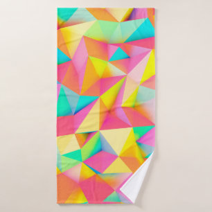 3D Illustration - Colorful low poly texture3d,abst Bath Towel