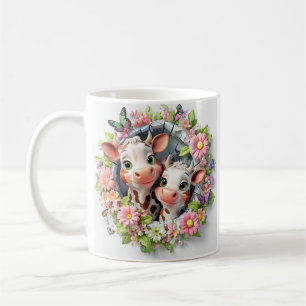 3D Illustration of Mother's day Cow and Calf Coffee Mug