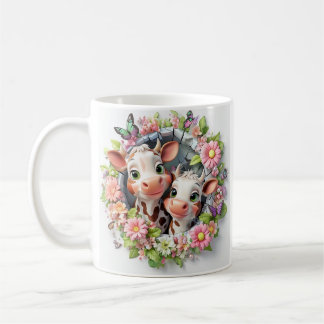 3D Illustration of Mother's day Cow and Calf Coffee Mug