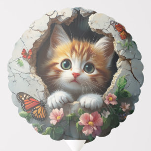 3D image of a cute little kitten peeking out Balloon