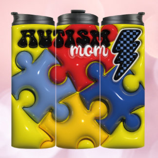 3d Inflated Autism Mom - Puzzle Tumbler