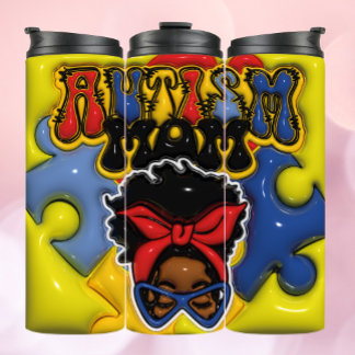 3d Inflated Autism Mom Puzzle Tumbler! Thermal Tumbler