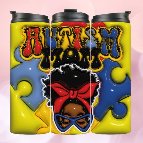 3d Inflated Autism Mom Puzzle Tumbler Thermal Tumbler