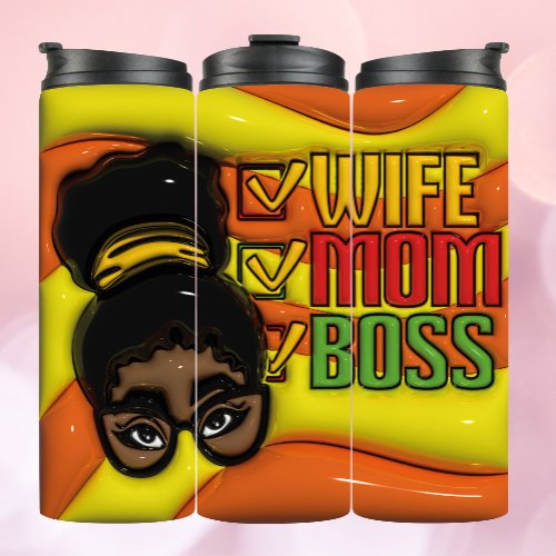 3d Inflated Effect Messy Bun Wife Mom Boss Tumbler