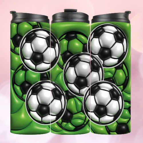 3D Inflated Effect Soccer Fan Thermal T Thermal Tumbler