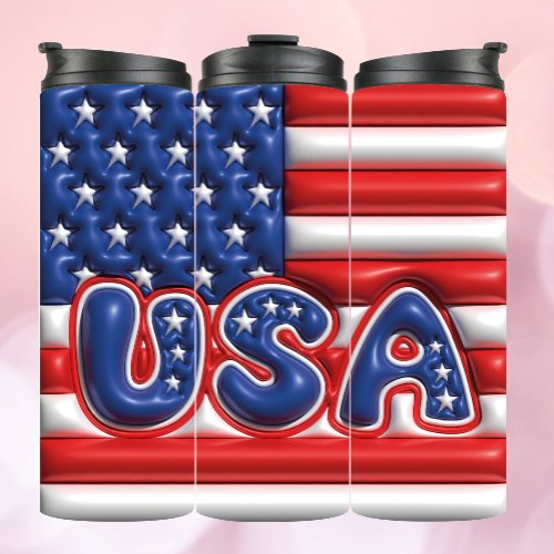 3D Inflated Effect Tumbler _ USA Flag