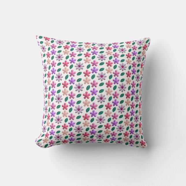 3d inflated Flowers Throw Pillow (Front)