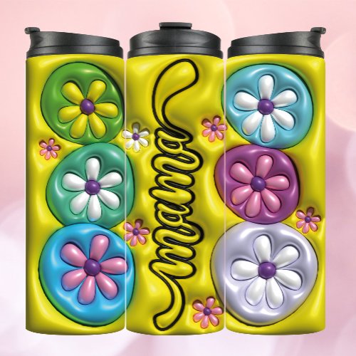3D Inflated Tumbler _ Mama with Blooming Flowers