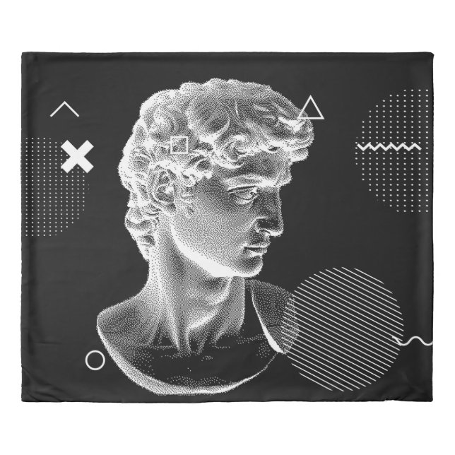 3D ing of Michelangelo's David head in pixel art 8 Duvet Cover (Front)