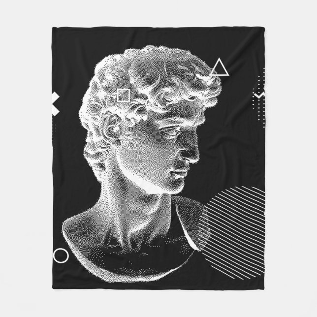 3D ing of Michelangelo's David head in pixel art 8 Fleece Blanket (Front)