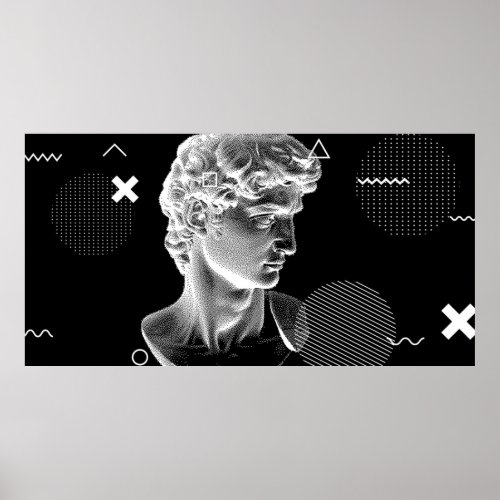 3D ing of Michelangelos David head in pixel art 8 Poster