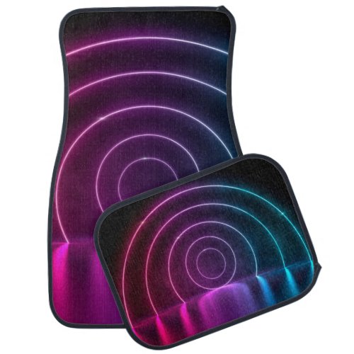 3d ing of ultraviolet circle portal glowing lines  car floor mat