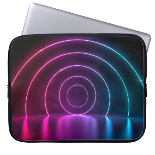 3d ing of ultraviolet circle portal glowing lines  laptop sleeve