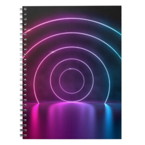 3d ing of ultraviolet circle portal glowing lines  notebook