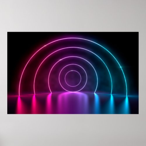 3d ing of ultraviolet circle portal glowing lines  poster
