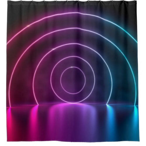 3d ing of ultraviolet circle portal glowing lines  shower curtain