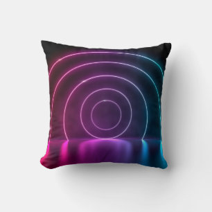 3d ing of ultraviolet circle portal glowing lines throw pillow
