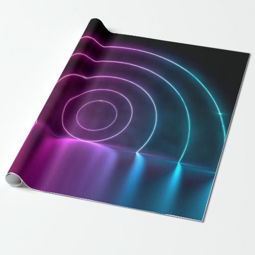 3d ing of ultraviolet circle portal glowing lines  wrapping paper