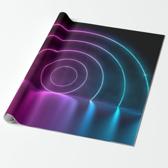 3d ing of ultraviolet circle portal glowing lines  wrapping paper (Unrolled)