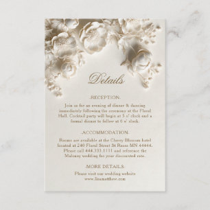 3D Ivory Roses Wildflowers Enclosure Card