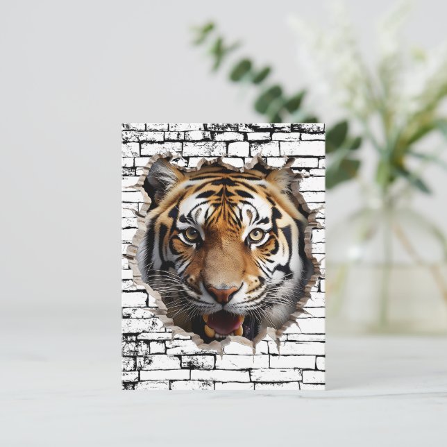 3D Jaguar Wall Break Art – Realistic Safari Postcard (Standing Front)