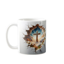 3D Jesus and Cross Hole Wall Cracked