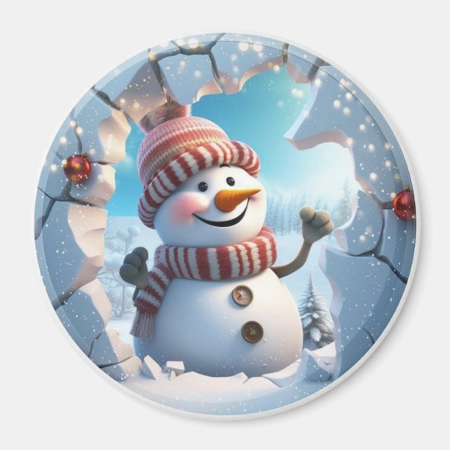 3D Jolly Snowman Magnet (Front)