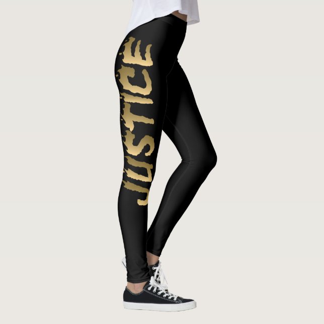 3D Justice Gold Burning Lettering Black Leggings (Right)