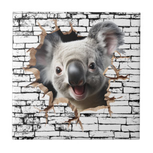 3D Koala Wall Break Art – Realistic Safari Ceramic Tile