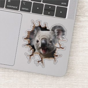 3D Koala Wall Break Art – Realistic Safari Sticker