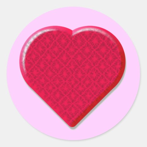 3D Lace Heart Classic Round Sticker