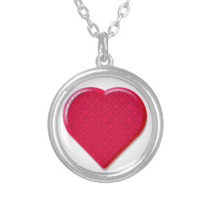 3D Lace Heart Silver Plated Necklace